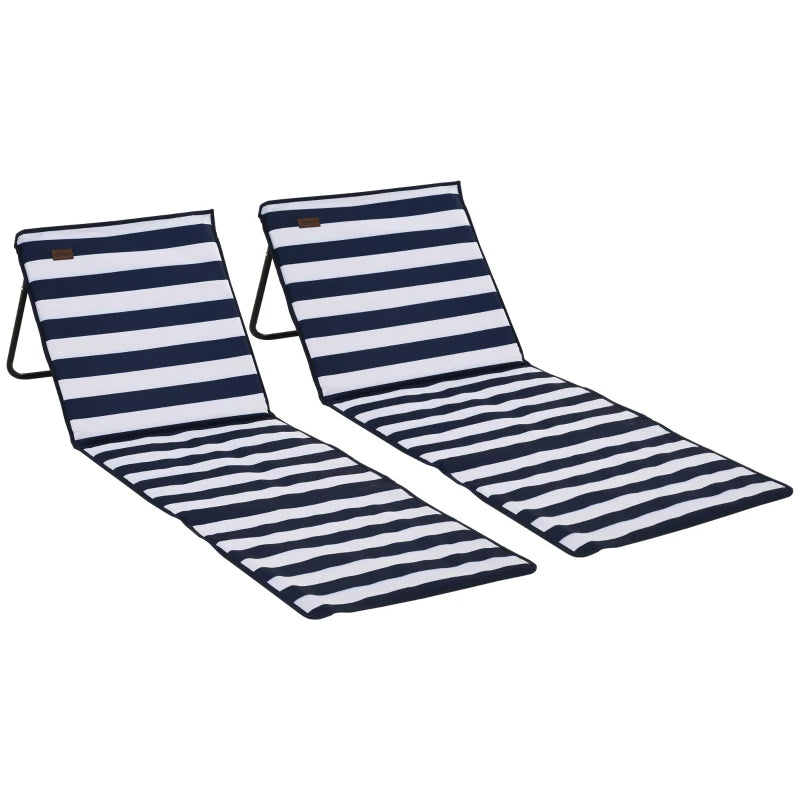 Chaise longue de plage Outsunny - pliable et ajustable - 142 x 51 x 40cm - noir/blanc