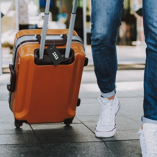 TRVLMORE Etiquette de bagage - Cuir - Pour valises et sacs - 4 pièces - Noir