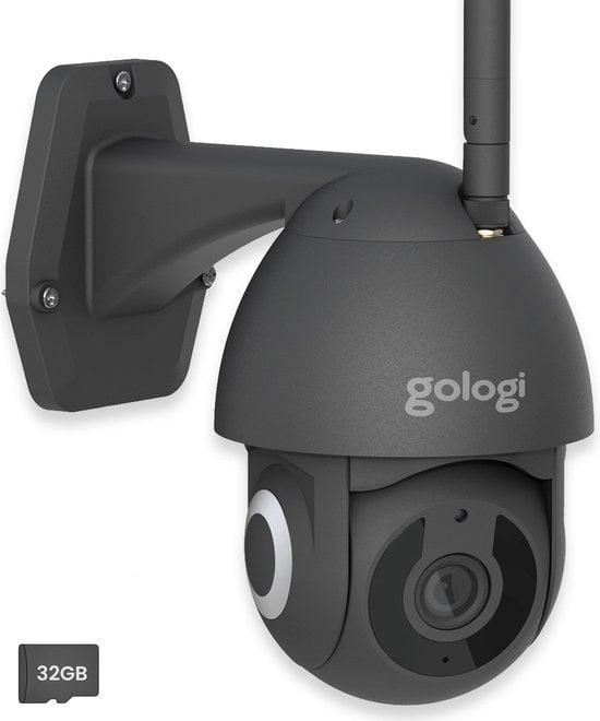 Gologi - Caméra extérieure supérieure avec vision nocturne - Caméra de sécurité - 3MP - Avec Wifi et App - Noir