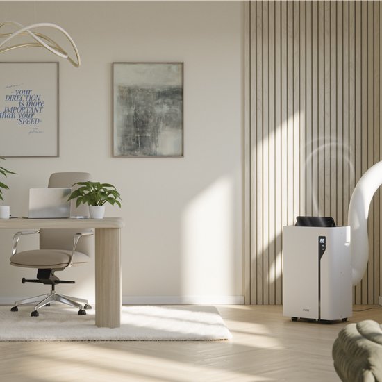 MOA Climatiseur mobile - 12 000 BTU - Avec télécommande - Jusqu'à 35m² - Climatiseur avec fonction de déshumidification - Kit d'étanchéité pour fenêtre - Blanc