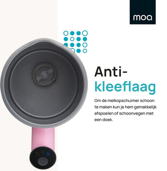 MOA Mousseur à lait électrique - 3 en 1 - Mousseur à lait pratique - 330 ML - Pour Cappuccino - Fouet à lait - Rose