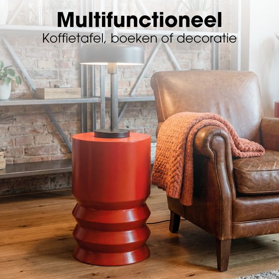 Table d'appoint Mica Decorations Mart – Table d'appoint ronde – Petite table – Table basse – Table d'appoint pour salon – Peut également servir de table à plantes ou de support pour plantes – Métal – 46 x 30 cm – Rouge