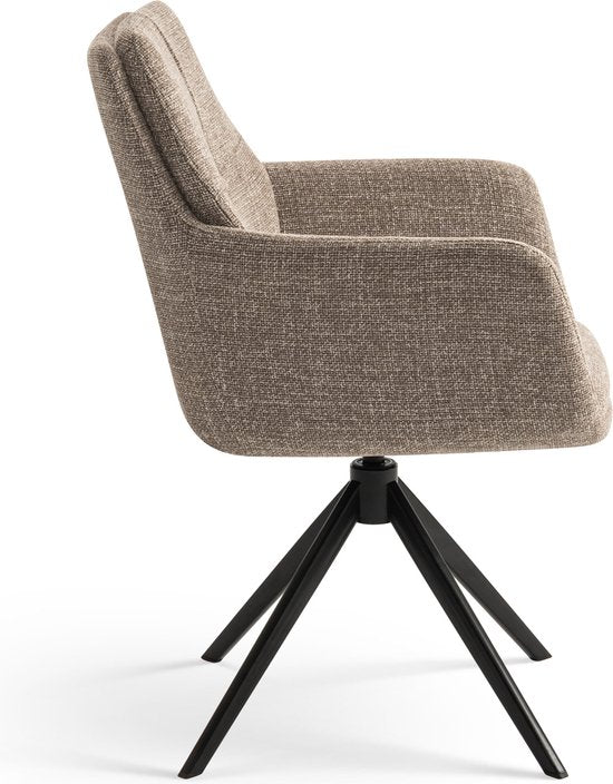 Furnihaus Chaise de salle à manger pivotante Milou avec accoudoir Taupe