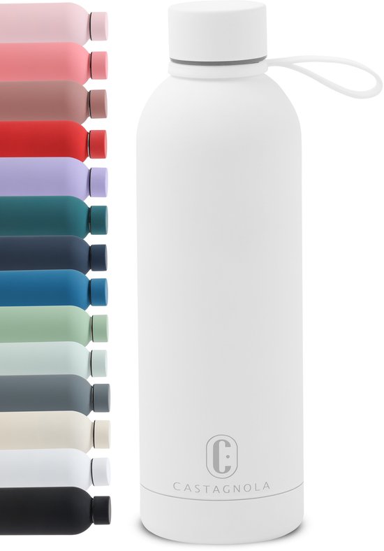 Bouteille d'eau Castagnola - Bouteille en acier inoxydable 500 ML - Thermos en acier - Bouteilles à boire pour adultes - Double paroi - Blanc