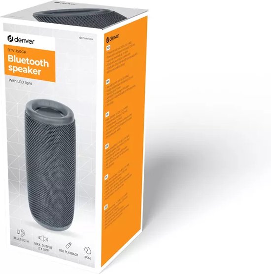 Denver Enceinte Bluetooth Sans fil - Boîte à musique - AUX - BTV150 - Gris