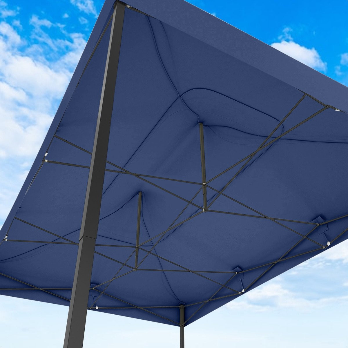 Tente de réception, LifeGoods, 3x4.5 m, Facile à monter, Pliable, Imperméable - Sac de transport à roulettes - Bleu foncé