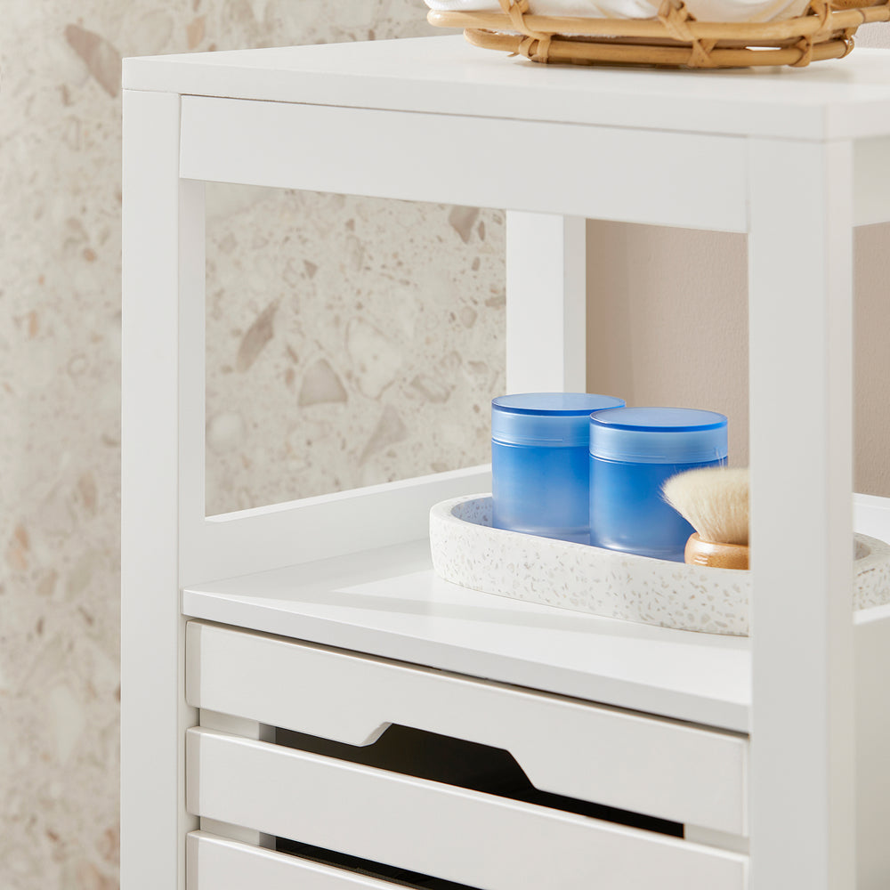 SoBuy BZR67-W Meuble de salle de bain - Panier à linge inclinable - Bois MDF blanc - 42x30x90 cm
