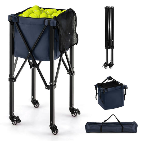 Coast Tennis Ball Cart with Wheels - pliable - jusqu'à 150 balles de tennis - 40 x 40 x 92 cm - noir et bleu
