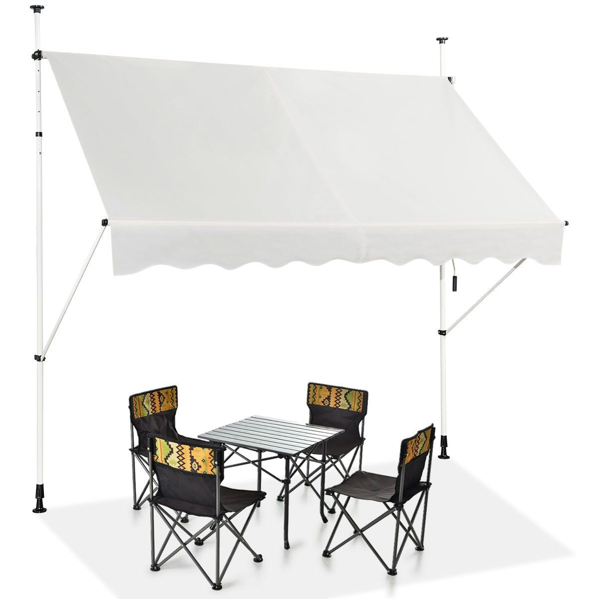 Coast Auvent extensible Auvent de soleil avec réglage manuel de la hauteur par manivelle 250 x 120 cm beige