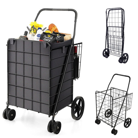 Coast Chariot de supermarché - Pliable - 120L - Max. 40 kg - Métal - Noir