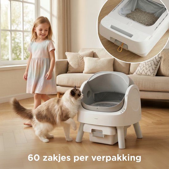 Sacs pour bac à litière TrevoPet® – 60 sacs poubelle anti-fuites – Sacs à déchets adaptés aux bacs à litière autonettoyants – 3 rouleaux