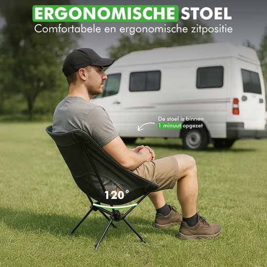Travelhawk Chaise de camping - Chaise de plage - Chaise de plage pliable - Chaise de pêche - Chaise pliante - Pliable - Légère - Noire