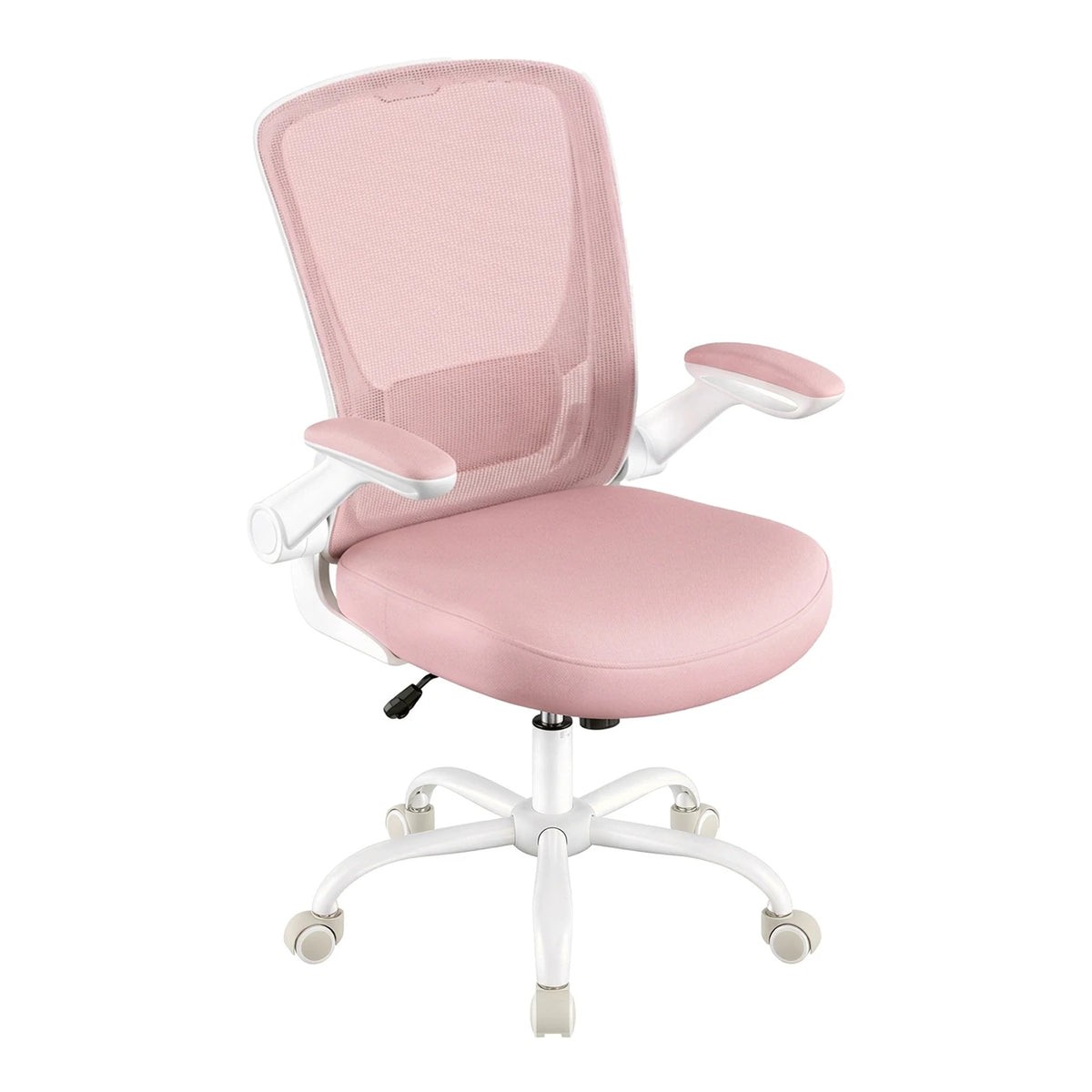 Chaise de bureau ergonomique Joyfurnos rose - Soutien lombaire réglable et accoudoirs rabattables - 60 x 64 x 103-110 cm