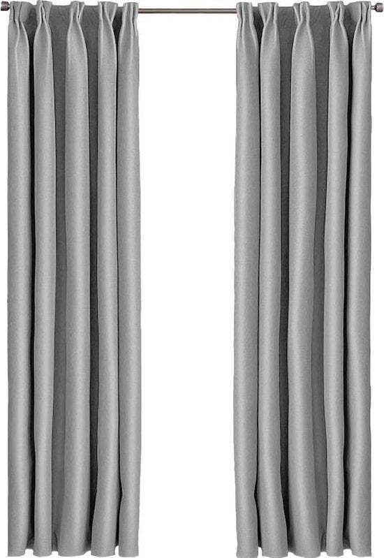 Larson - Rideau occultant uni de luxe - avec crochets - 1,5m x 2,5m - Gris clair