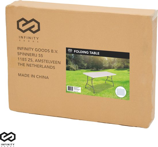 Infinity Goods Table pliante - Table pliante - 180 x 70 x 74 cm - Table de camping - Table de jardin - Portable - Blanc