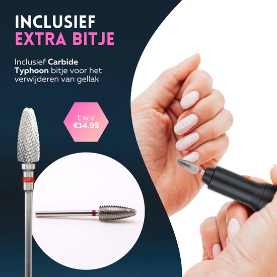 Beeperfect® Lime à ongles électrique - Routeur d'ongles - Ensemble manucure et pédicure - 12 embouts et 60 rouleaux de ponçage - 4 accessoires supplémentaires - Noir