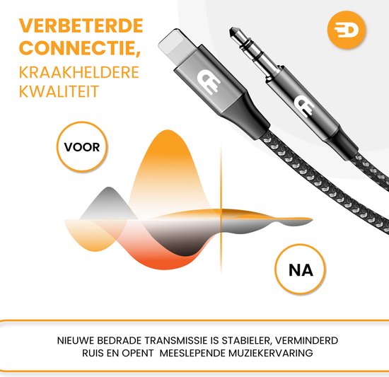 Drivv. Câble Lightning vers AUX - 1 mètre - Convient au câble AUX de l'iPhone