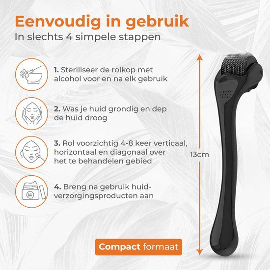 Nuvance Dermaroller - 540 micro-aiguilles de 0.5 mm - Livret inclus - Roller à barbe pour la croissance des poils - Emballage stérile