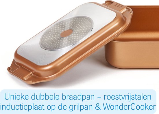 Livington Copperline WonderCooker - Set de cuisine 14 en 1 - cocotte, poêle à griller, mijoteuse et plus encore - Set de cuisine compatible avec tous les types de cuisinières, y compris à induction