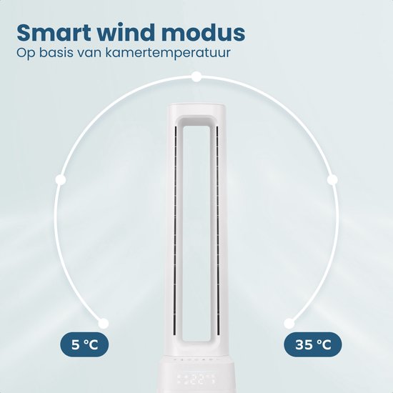 Ventilateur colonne Auronic - Modèle sans pales 2 en 1 - Purificateur d'air avec filtre HEPA - Ventilateur - 10 vitesses - Télécommande - 105 cm - Blanc