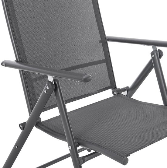 Chaise de jardin / chaise de camping Calena - Lot de 2 - Pliable - Réglable - Anthracite
