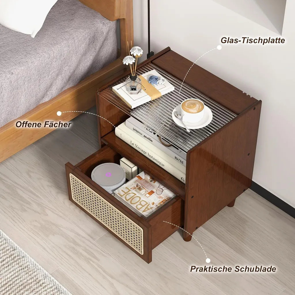 Tables de chevet Coast avec tiroir – Lot de 2 – 43 x 35 x 50 cm – Marron