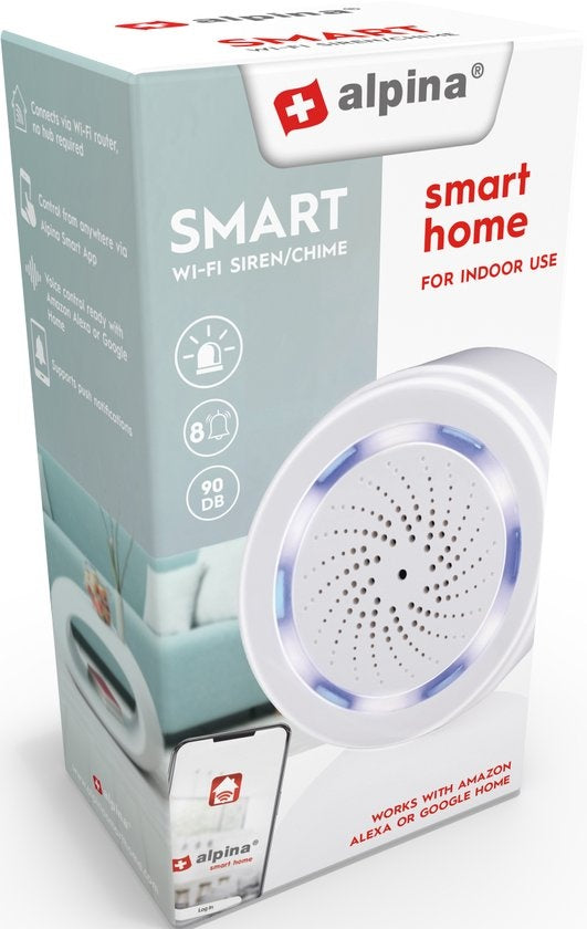 alpina Smart Home - Sirène intelligente - 90dB - 8 sons différents - Alarme pour l'intérieur