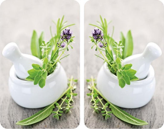 Wenko : Caches pour plaque de cuisson - Herb Garden - 52 x 30 cm - Verre - Blanc - Lot de 2