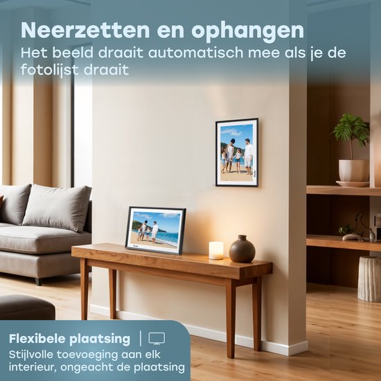 Audyn Cadre photo numérique - HD - avec WiFi - 16GB - écran tactile IPS - fonctionne avec l'application Frameo - Cadre photo
