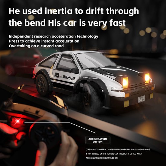 Voiture RC Fuegobird - Véhicule RC - voiture de drift de bureau - mini - haute vitesse - blanche