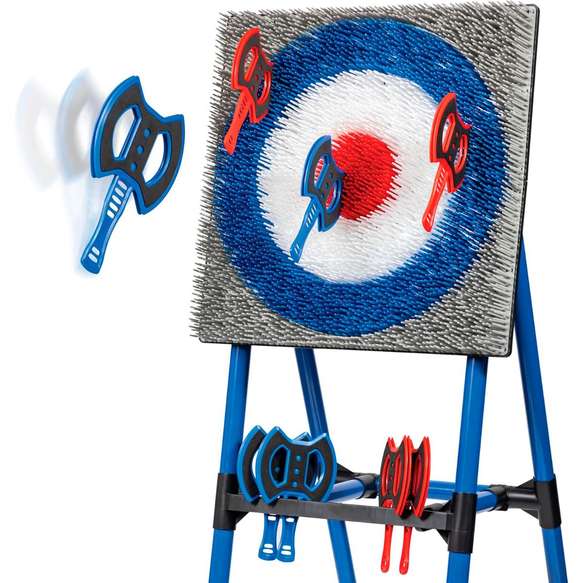 Ensemble de rangement pour haches Eastpoint - Structure en acier - 8 haches rouge/bleu - 152 x 83 x 61 cm