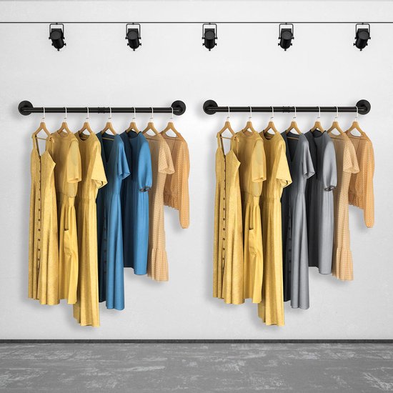 Vonia Clothes Rack - Porte-vêtements - Tringle à vêtements murale - 91,5 cm x 25,5 cm - Noir