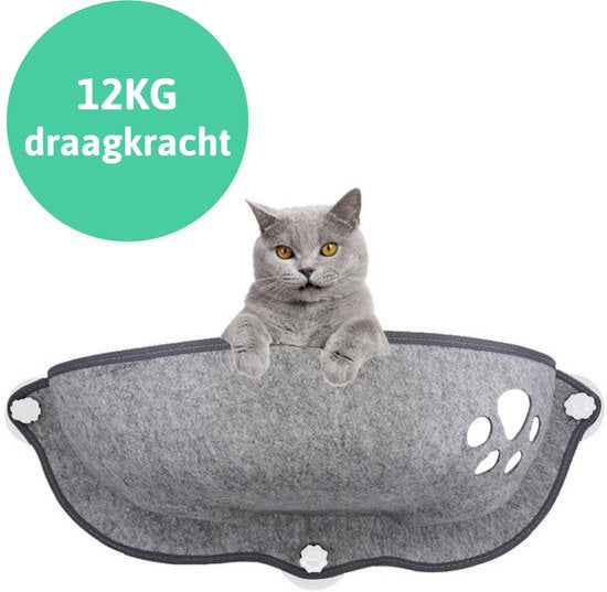 LBB Hamac pour chat - Pour fenêtre - Forme bol - Panier pour chat - Fenêtre - Hamac pour chat - Animaux - Lit pour chat - Panier pour chat - Dormir - Se coucher - Gris