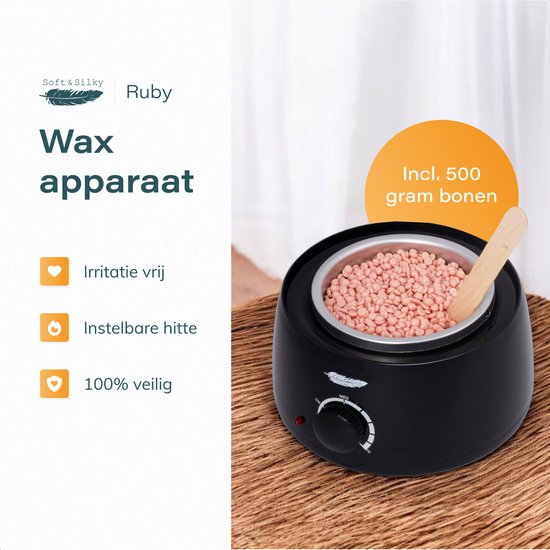 Ruby Wax device set - incl 100 grammes Wax beans - Épilatoire - appareil - chauffage - chauffage - perles - résine - épilation - noir