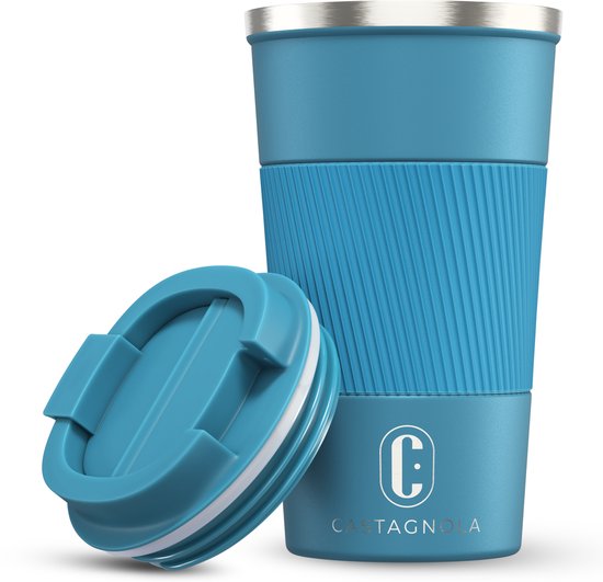 Mug isotherme Castagnola - Mug à café à emporter - Mug de voyage pour café et thé - Mug à thé - 510 ml - Acier inoxydable - Bleu