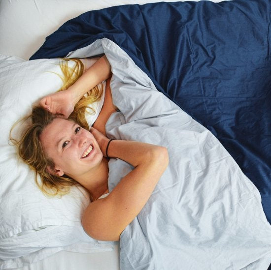 Hoes voor de verzwaringsdeken van Ella | Voor de 7kg en 9kg variant van 150x200cm | Gemaakt van 100% biologisch katoen | Blauw & grijs