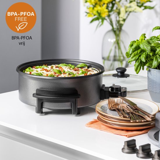 Poêle électrique Tristar 1500 W - PZ-9135 - Ø 30 cm avec couvercle - Température maximale 250 °C - Sans PFAS
