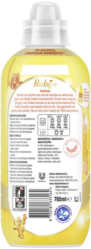 1 x Robijn – Adoucissant – Parfum Zwitsal – 765 ml - Machine à café