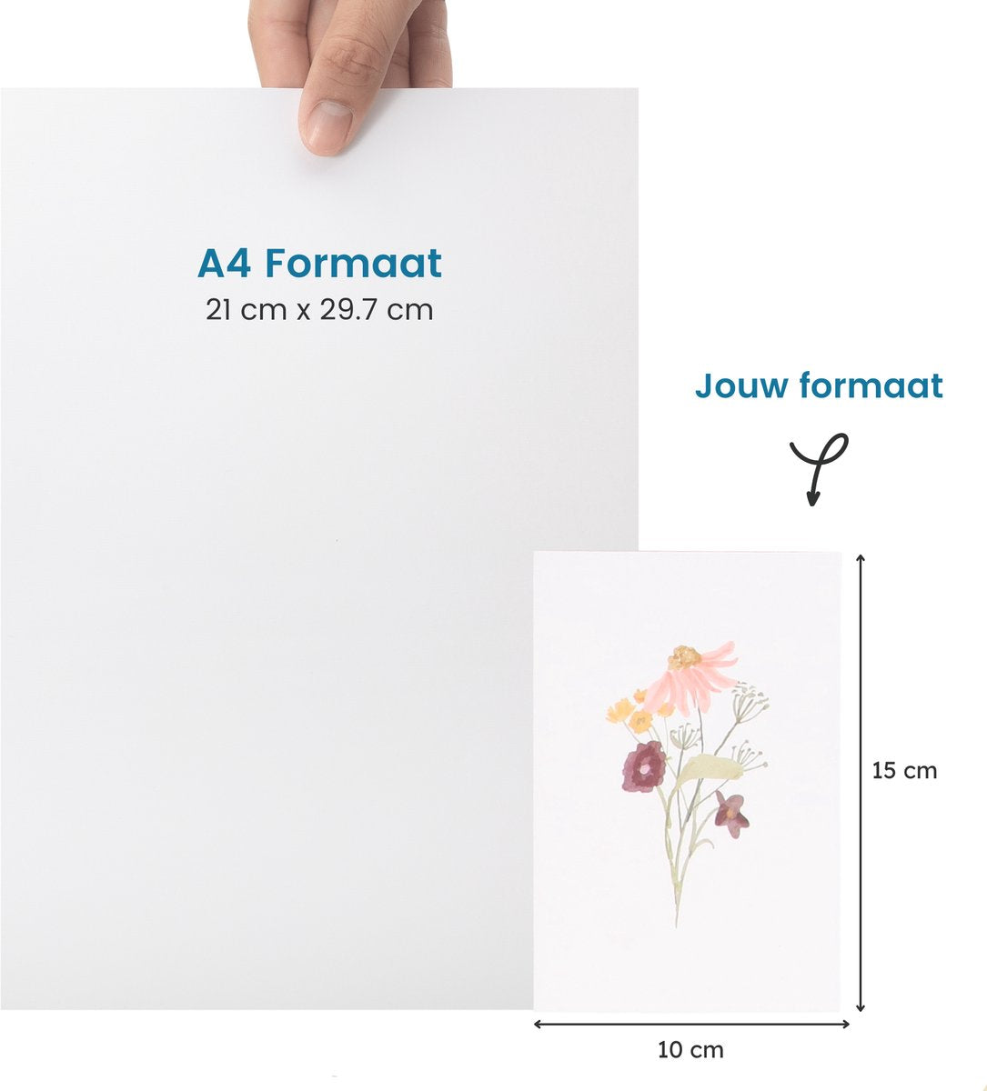 Partizzle - Lot de 36 cartes de vœux fleurs sèches - 15 x 10 cm & motif aquarelle - avec enveloppes kraft et intérieur vierge - pour mariage et félicitations - papier FSC multicolore