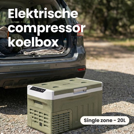 Auronic Electric Cool Box - Compresseur - 21L - 12V et 240 volts - Réfrigérateur de camping - Frigobox Car - Vert