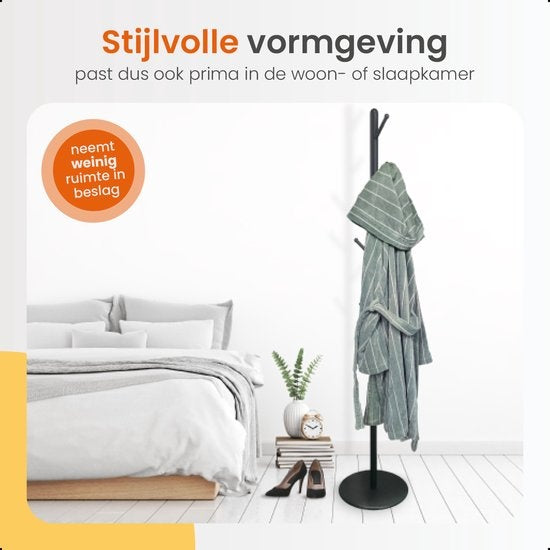 Porte-manteau sur Pieds Goliving -pour vêtements -pour entrée, couloir, chambre - Métal - Hauteur 175 cm - Noir