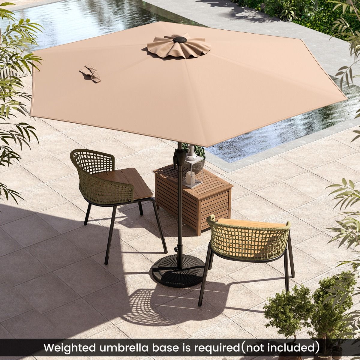Parasol de terrasse Coast - fonction d'inclinaison avec manivelle - toile ventilée - marron 230 x 230 cm