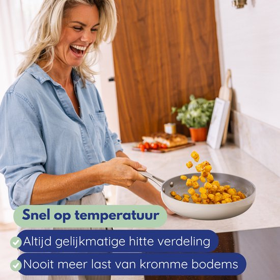 Safecourt Kitchen Poêle à frire en céramique - Ø 24 Poêle - Induction, électrique, céramique et gaz - Sans PFAS ni PTFE