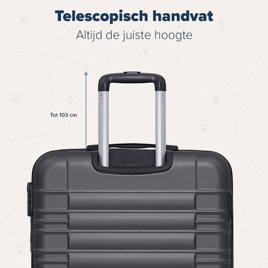 TRVLMORE Set de valises - 2 pièces - 38L (bagage à main) + 110L - Gris foncé