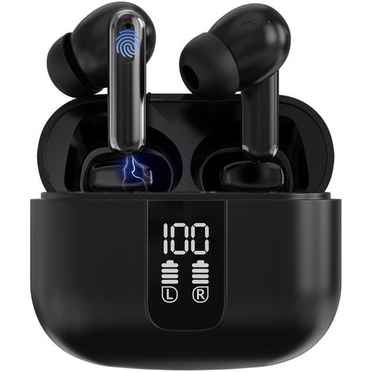 Strex Wireless Earphones - Active Noise Cancelling - LED Display - Wireless Bluetooth Earphones - Ecouteurs sans fil - Bluetooth 5.3 - Black