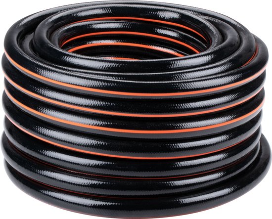 Tuyau d'arrosage 25 mètres - BLACK+DECKER - ⌀19MM - PVC durable - Convient à tout robinet standard - Noir/Orange