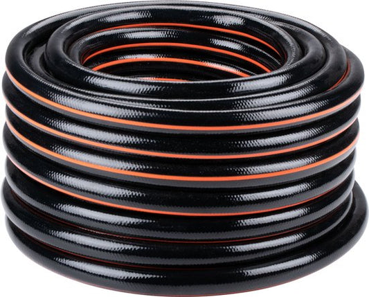 Tuyau d'arrosage 25 mètres - BLACK+DECKER - ⌀19MM - PVC durable - Convient à tout robinet standard - Noir/Orange