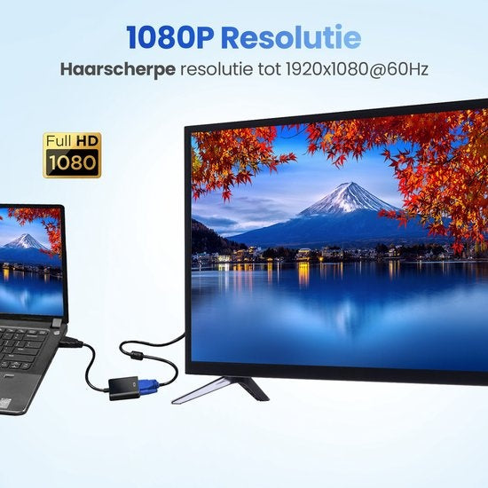 Garpex® Adaptateur HDMI vers VGA - HDMI vers VGA - Full HD 1080P - Mâle vers Femelle - Affichage supplémentaire