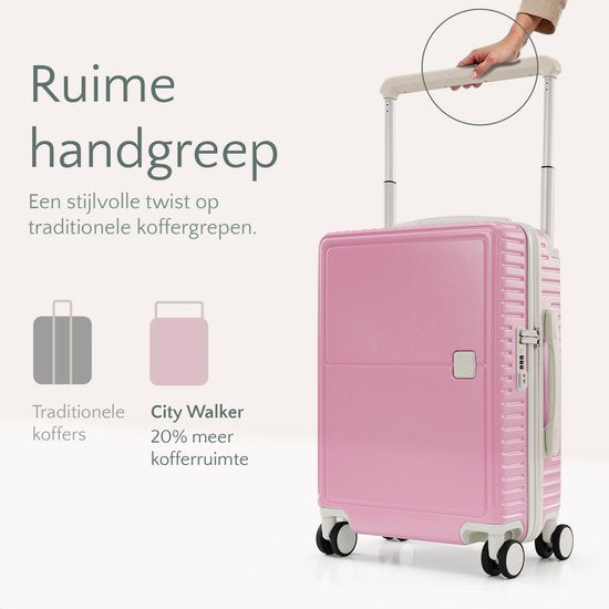 Skycases City Walker - Valise de voyage moyenne 77L - Légère et résistante - Roues pivotantes à 360° - Verrouillage TSA original - Housse de protection et pochette humide incluses - 66 x 45 x 26 cm - Rose