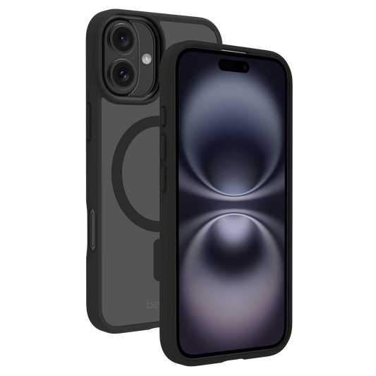 BeHello Case iPhone 16 - Anneau magnétique MagSafe - Transparent/Noir